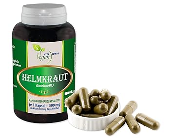 VEGAN Helmkraut (Scutellaria lateriflora) 360 pflanzliche Kapseln, je 400mg reines Pulver ohne Zusatzstoffe, Scutellaria Hb.