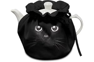 Poceacles Black Cat Print Tea Cosy for Teapot Tea Pot Dust Cover Keep Warm Breakfast Pot Protector Cover Washable Kettle Cove