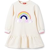 Girls Rainbow Sequin Dress Cotton Toddler Boden Dresses Ivory