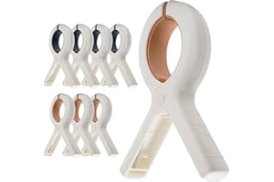 FEFU Extra Large Beach Towel Clips 8 Pack, 5.1 Inch Towel Clips for Beach Chairs Cruise Heavy Duty, Towel Holder Clips for Clothes Pool Boat, 2 Colors Khaki and Blue