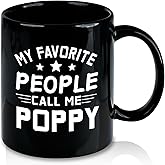Slugeren Grandpa Gifts, My Favorite People Call Me Poppy Coffee Mug, Fathers Day Birthday Christmas Gift for Grandpa Dad Grandfather Men Him from Grandkids, 11Oz