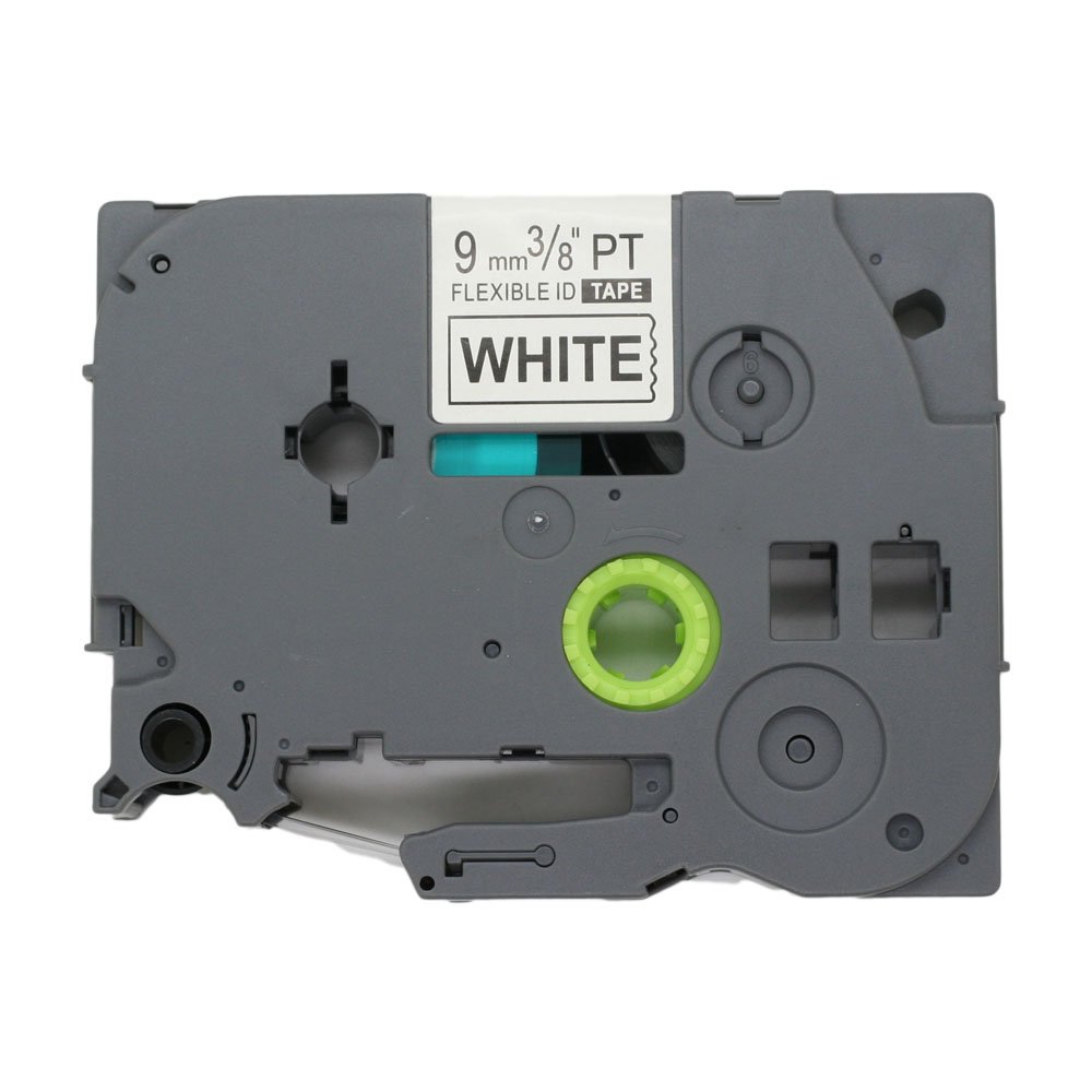 Fassport 1 Pack Black on White Flexible Label Tape Compatible for Brother P-Touch TZ FX221 TZe FX221 9mm 3/8"