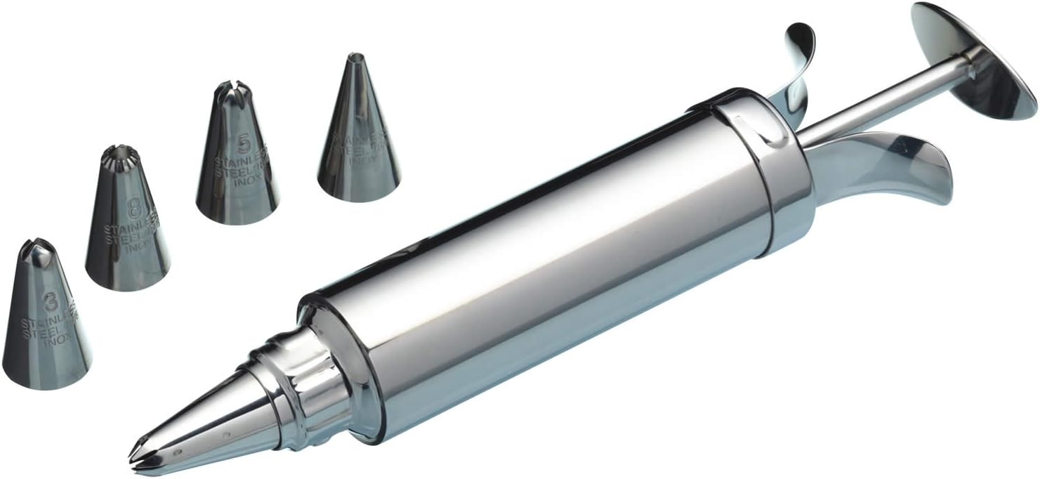 KitchenCraft MasterClass Deluxe Stainless Steel Icing Syringe Set (7