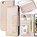 Hilda Phone Case for iPhone 6,iPhone 6s,[Upgraded-Opened Volume and Power Button Ports,no Break Issues] by HiLDA,Wallet Case,PU Leather Case,Credit Card Holder,Flip Cover Skin[Gold]