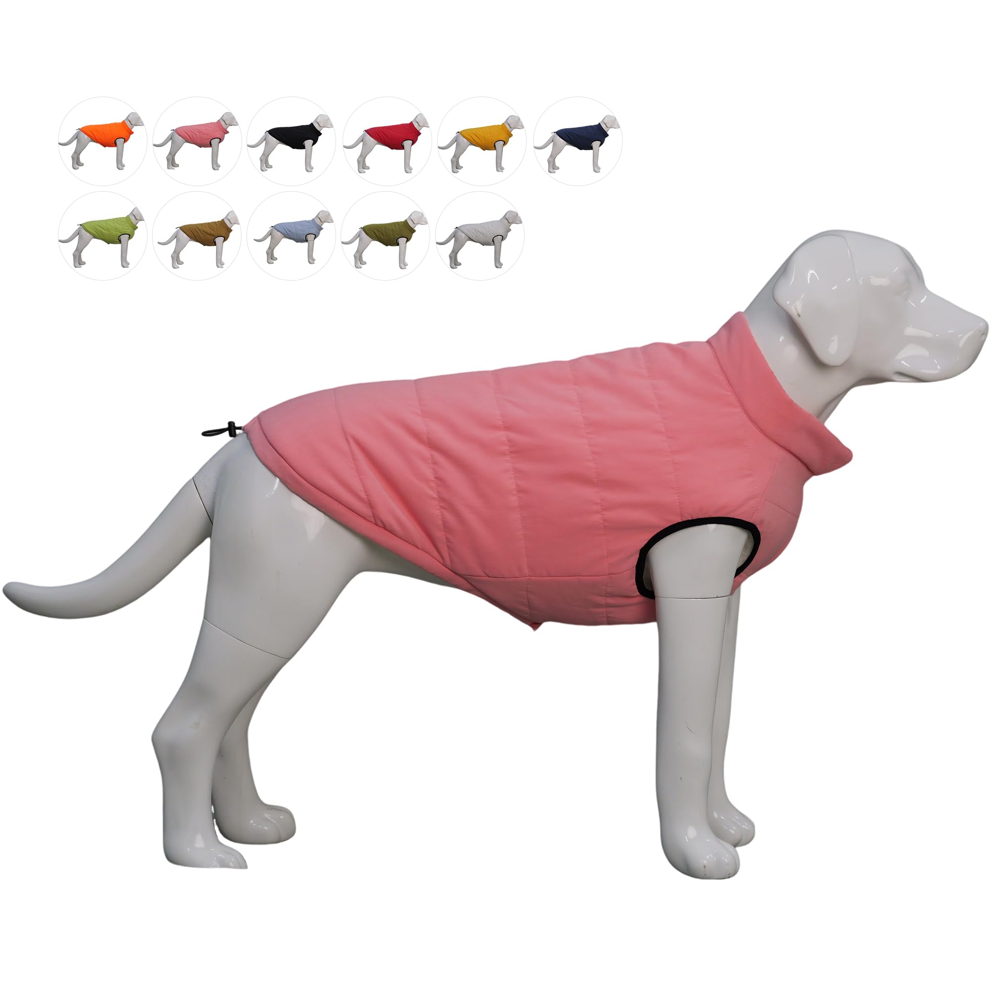 Lovelonglong Waterproof Fleece-Lined Winter Vest for Dogs Button Style Dog Warm Coats Pink L