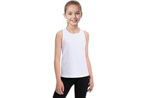 Auranso Girls Tank Tops Cotton Sleeveless Athletic Shirts Racerback Dance Outfit Workout Tops