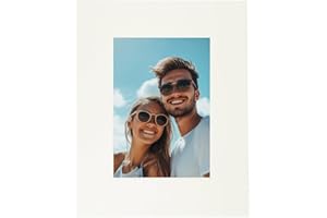 uxcell Picture Mats, 8 x 10 for 5 x 7 Pictures Acid Free White Core Bevel Cut Frame Mattes for Display Art Measuring, Cream