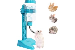 VANNON Pet Standing Water Dispenser Top Fill Dog Water Bottle Dispenser with Stand Leakproof Pet Slow Water Bottle for Small Animals, 13oz, BPA Free, Adjustable Height, Blue