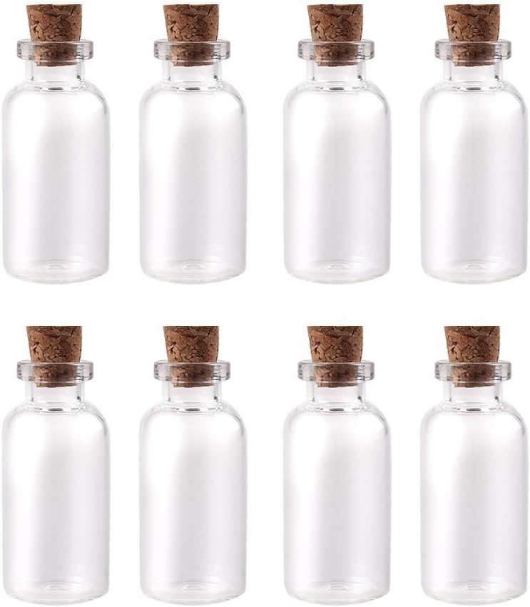 HugeStore Clear Glass Bottles with Corks Miniature Glass Bottle with Cork Empty Sample Jars Message Weddings Favors 24 Pcs