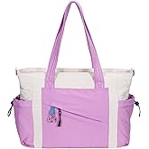 HUGOOME Travel Bags for Women,Work Tote Bags for Women, Puffy Quilted Tote Bag Purple