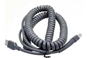 SOTESIN USB Cable for Symbol Zebra Motorola Barcode Scanner, USB to RJ45 Cable, CBA-U01-S07ZAR LS2208-SR DS2208 DS2278 DS8178 DS9208 LS1203 LS4208 LS9203 (5M / 16FT Coiled USB Port)