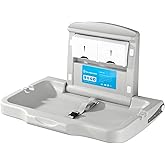 Modundry Wall Mounted HDPE Fold-Down Baby Changing Station | Horizontal Diaper Changing Table for Commercial Bathrooms, Restaurants&amp;Hotels, Safety Strap, 2 Liner Dispensers, White