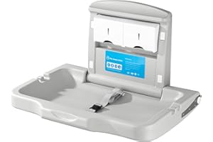 MODUNDRY Fold-Down Baby Changing Diaper Station - Horizontal Wall Mounted, Sturdy & Durable with Safety Straps for Commercial Bathrooms, Granite