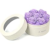Rosaura Round Preserved Roses Gift Box (Light Purple, 7 roses)