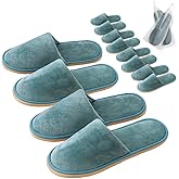 GONG GONG 2-6 Pairs Non Slip Disposable Slippers, Washable & Reusable, Closed Toe Crystal Velvet Slipper for Guest, Bathroom, House, Hotel, Party, SPA, Wedding