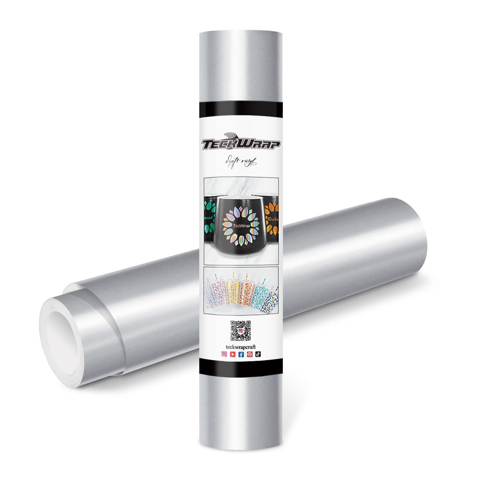 TECKWRAP Permanent Adhesive Vinyl 12" x 10ft, Glossy Silver