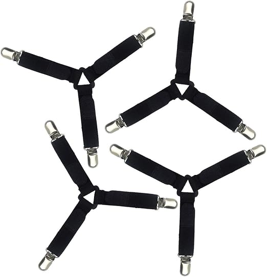 Amazon Com Auivguiv 4 Pieces A Set 3 Way Bed Sheet Fasteners Grippers Suspenders Sheet Mattress Corner Straps Black Home Kitchen