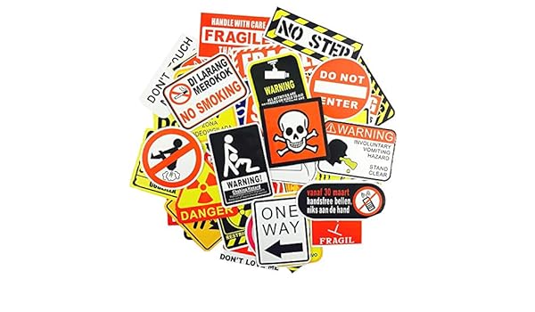 TUDUDU 50Pcs Advertencia Signo Pegatina Papel Pintado Calcomanía ...