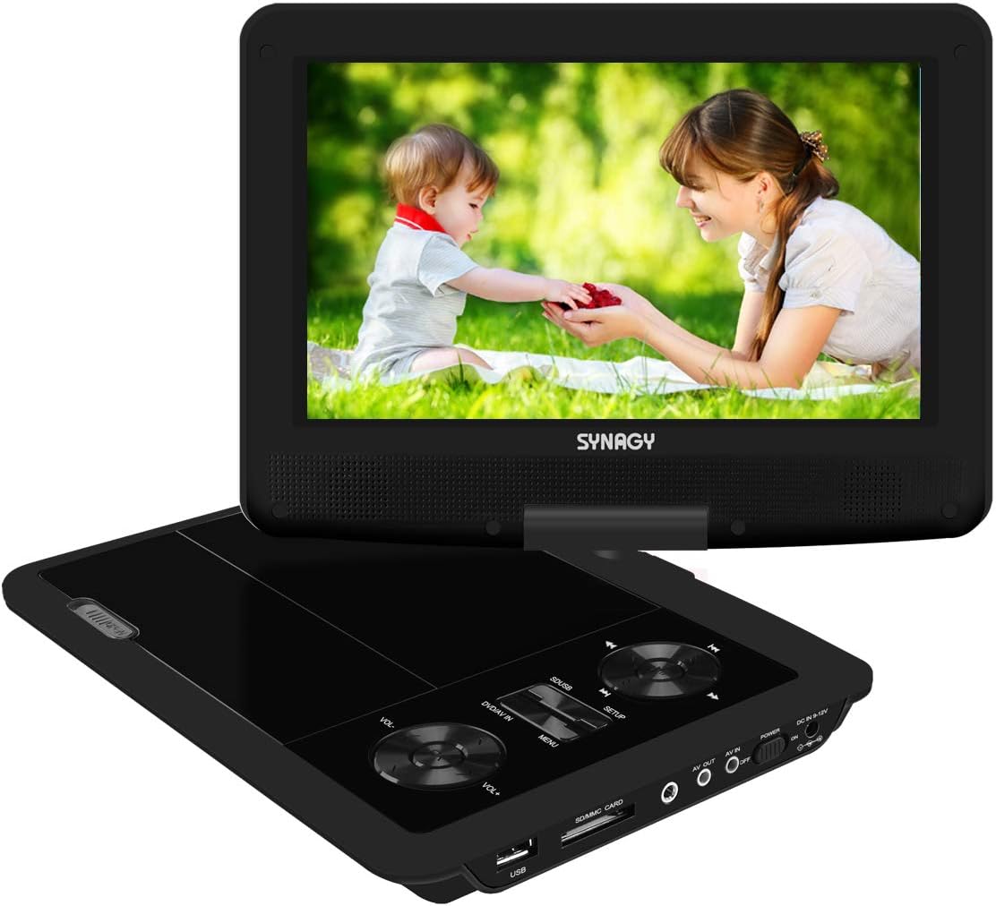 SYNAGY Portable DVD CD Player with 9 Inch HD Swivel Screen