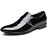 ZZHAP Men's Pointed-Toe Tuxedo Dress Shoes Casual Slip-on Loafer