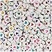 BEADTIN Mixed Colored Heart White 7mm Disc Coin Alphabet Beads (100pc)
