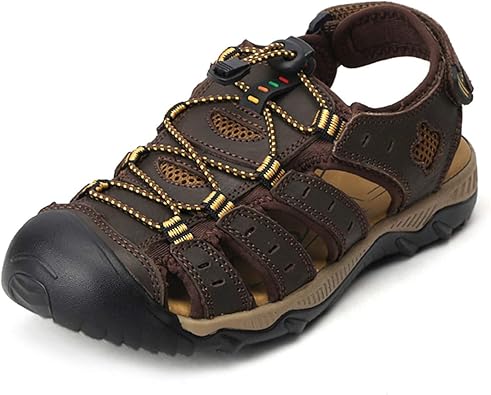 mens leather closed toe sandals uk