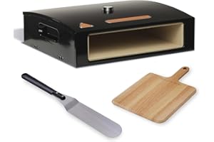 BakerStone Pizza Oven Box Kit for Grill Top, Outdoor Pizza Oven 5-sided Stone Baking Chamber with Wood Pizza Peel, Turning Peel For Backyard Patio Camping Barbecues, Basic Series