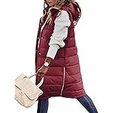 HEEKPEK Puffer Vest for Women Long Down Hooded Vest Womens Sleeveless Zip Up Jacket Winter Thick Coats with Pockets