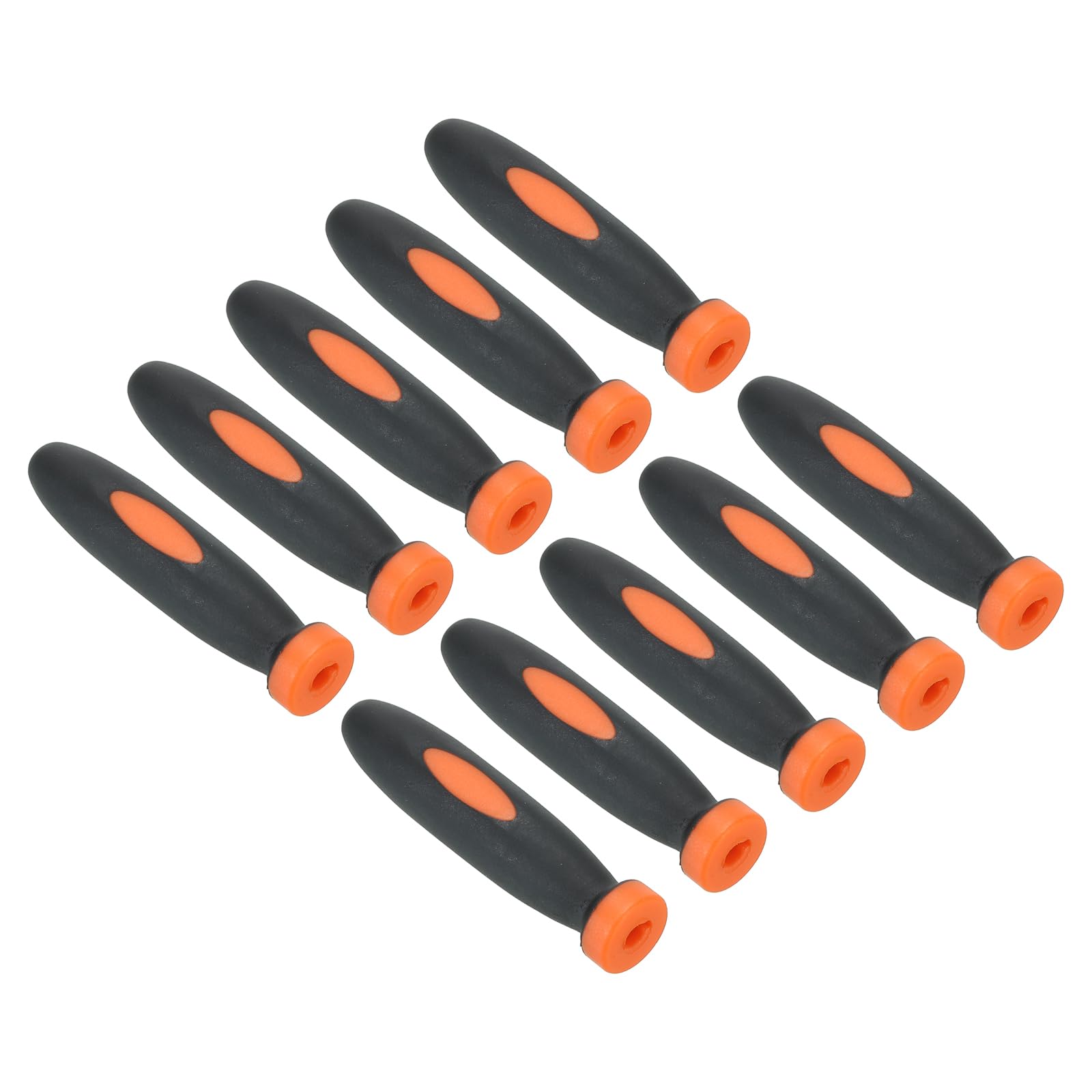 PATIKIL 2 Inch Rubber File Handle, 10 Pack File Cutting Tool File Round Handle Replacement Accessories for 0.12" Diameter Round Handle File, Orange Black