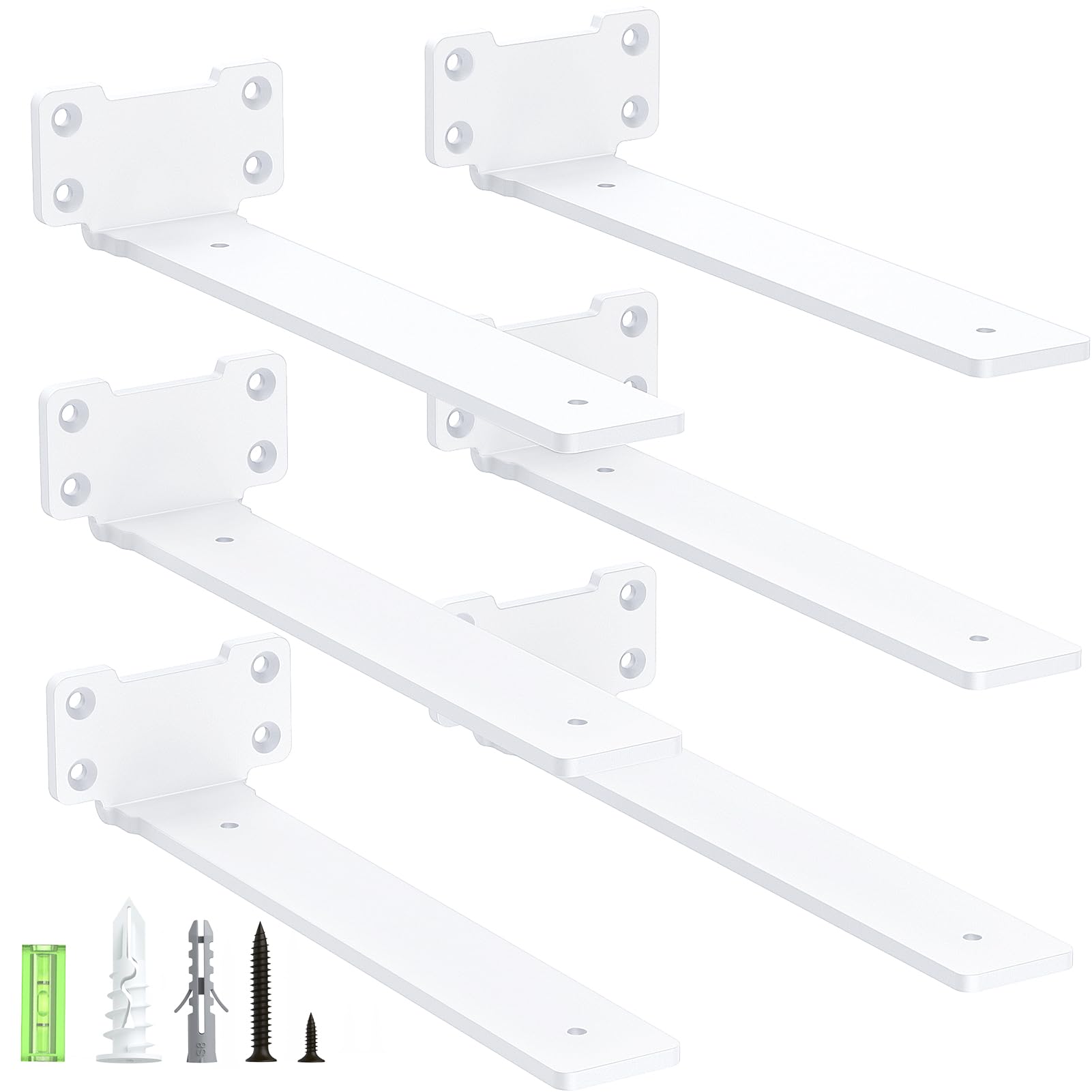 Yeabett 6 Pack Shelf Brackets 25cm, Heavy Duty Wall Brackets, 75kg Load Capacity, White