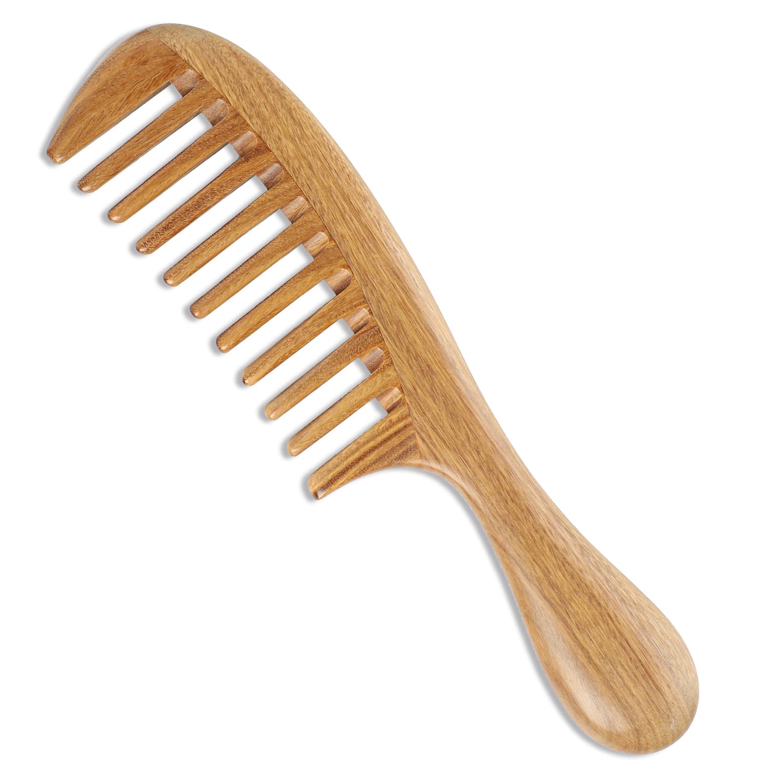 Onedor Handcrafted Green Sandalwood Wooden Comb - 100% Natural, Anti-Static, and Scented Hair Detangler for Men and Women (Extra Wide Tooth Comb) — image 1