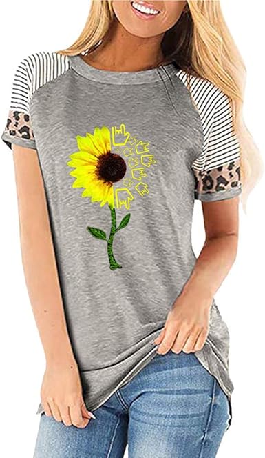 Camisas de verano para mujer, camiseta de girasol divertida con