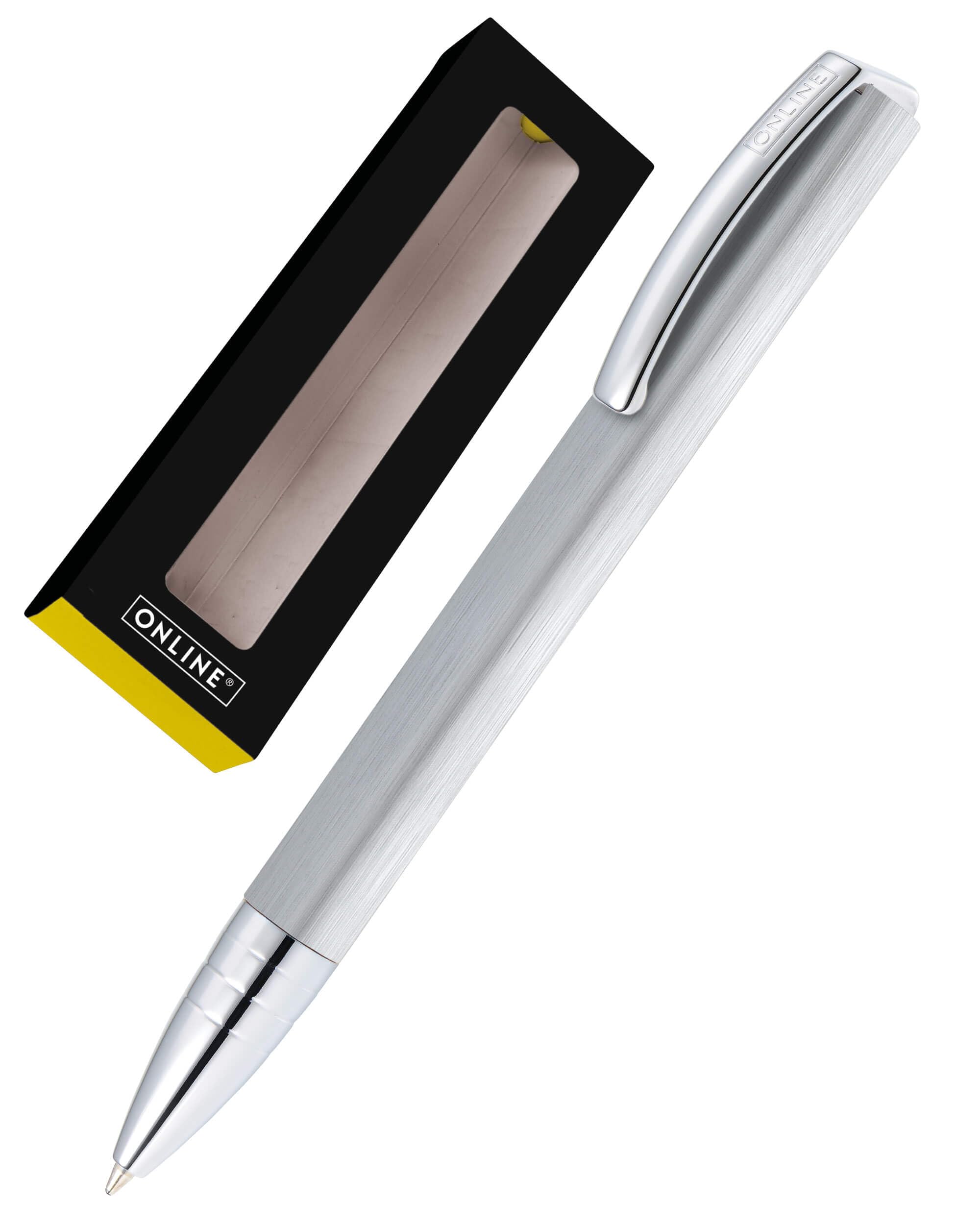 Ballpen Vision Silver | made of aluminum | with international king size refill | refillable | writing colour black | in gift box โ image 1