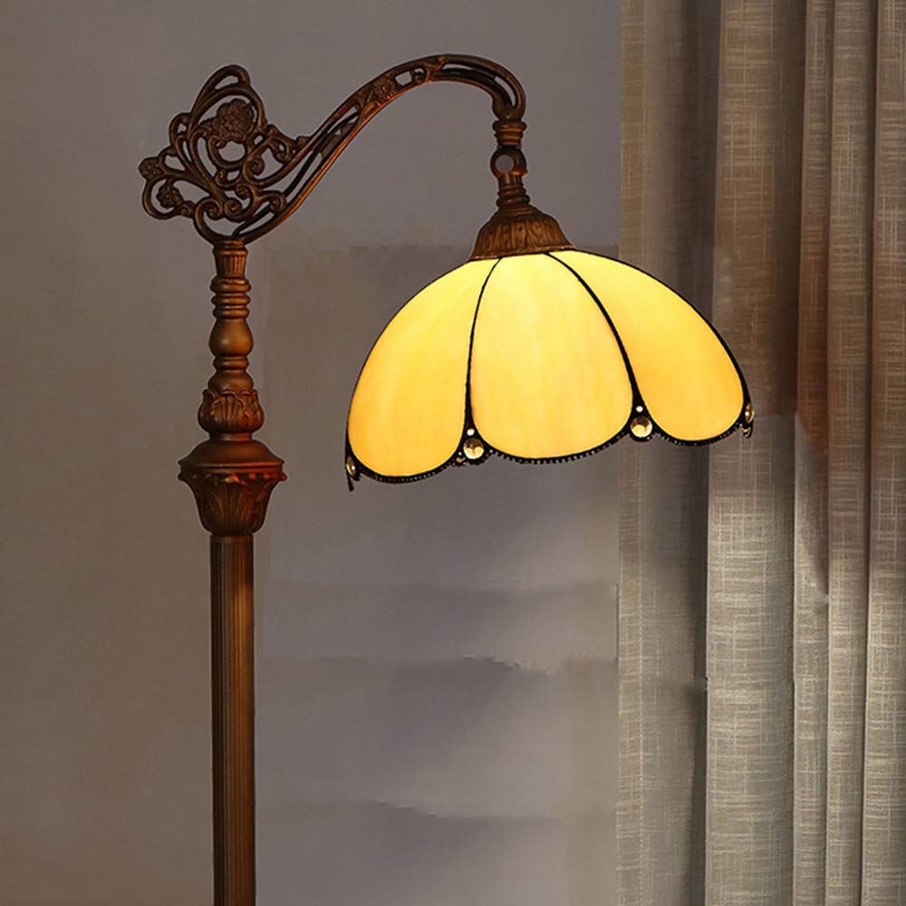 BAYCHEER Antique-Looking Reading Light Tiffany Floor Lamp with Dome Lampshade Stained Glass Standing