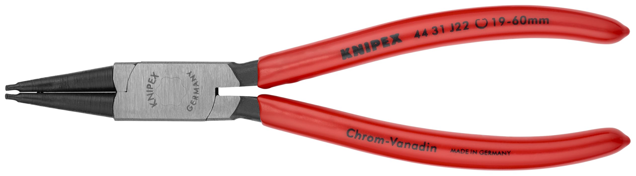 KNIPEX Tools - Circlip Pliers, Internal, 45 Degree Angled, Forged Tip, 3/4"-2 3/64" Bore Dia. (4431J22)
