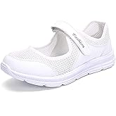 SAGUARO Women's Breathable Walking Shoes Ladies Fashion Mary Jane Sneakers Adjustable Working Nurse Shoes Lightweight Flats Roll I