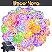 DecorNova 20 Feet 30-LED Rattan Ball Solar String Lights Outdoor,Multi Color