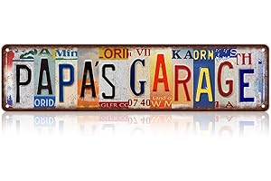 RCXSIGNS Vintage Papa's Garage Wall Decor Street Signs Metal Tin Signs 16 x 4 Inches Gift for Father