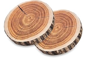 HYSEAS Decorative Round Throw Pillow, 3D Digital Print Comfortable Kids Funny Cute Wood Log Pillow Circle Seating Floor Cushion for Home, Couch, Sofa, Bedroom, Living Room Decor, Stump, 2 Pack