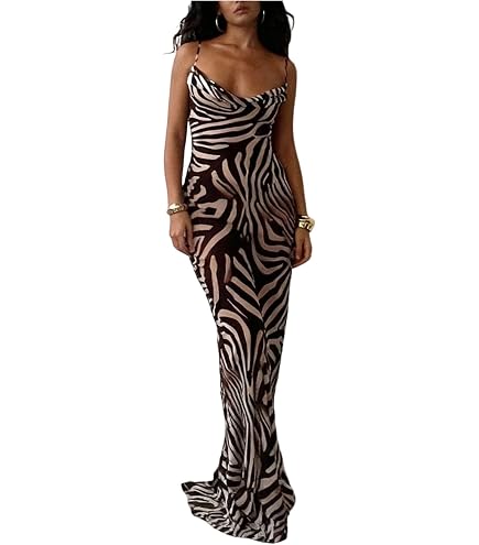 WDIRARA Women's Zebra Printed Ruched Bodycon Maxi Dress Cut Out Sleeveless High Split Cami Dresses Zebra Print X-Small : Clothing, Shoes & Jewelry