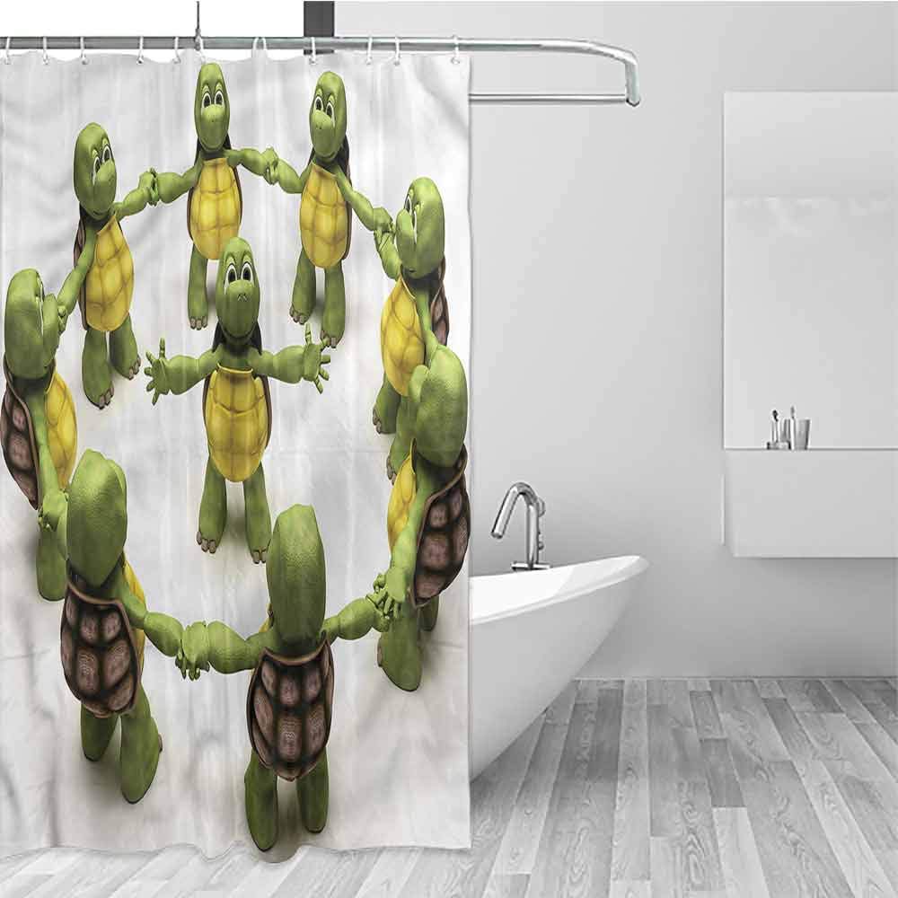 Gloria Johnson Reptile Waterproof Fabric Shower Curtain Ninja Turtles Dancing Kids Cool Shower Curtain W94 x L72 Inch