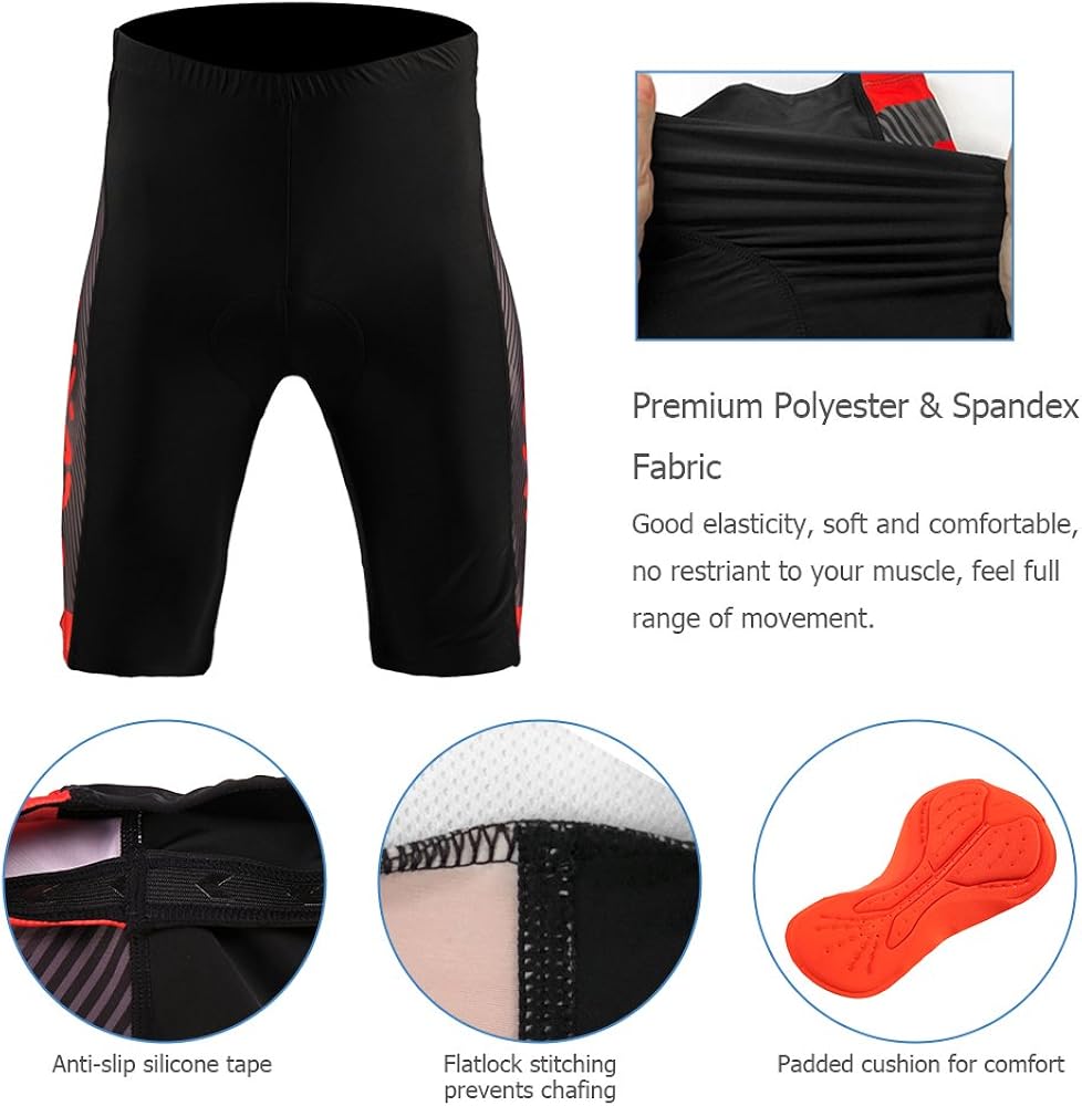 Lixada Men's Cycling Jersey Set Bicycle Short Sleeve Set Quick-Dry Breathable Shirt+3D Cushion Shorts Padded Pants/Bib Short : Clothing