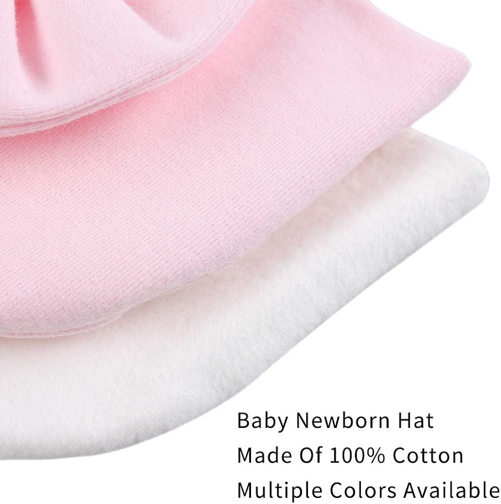 Newborn Baby Girl Hat Cotton Baby Bow Beanie Spring Infant Hats for Girls 0-6Months: Clothing