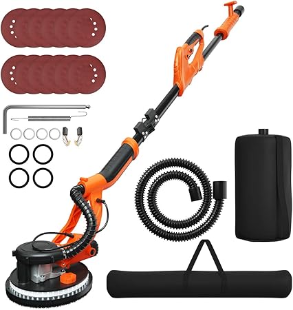 Costway Ponceuse Girafe 750w O 225 Mm Ponceuse Mur Et Plafond Avec Systeme D Aspiration Automatique 6 Vitesses Variables Lumieres Led Manche Telescopique 12 Disques Abrasifs Amazon Fr Bricolage