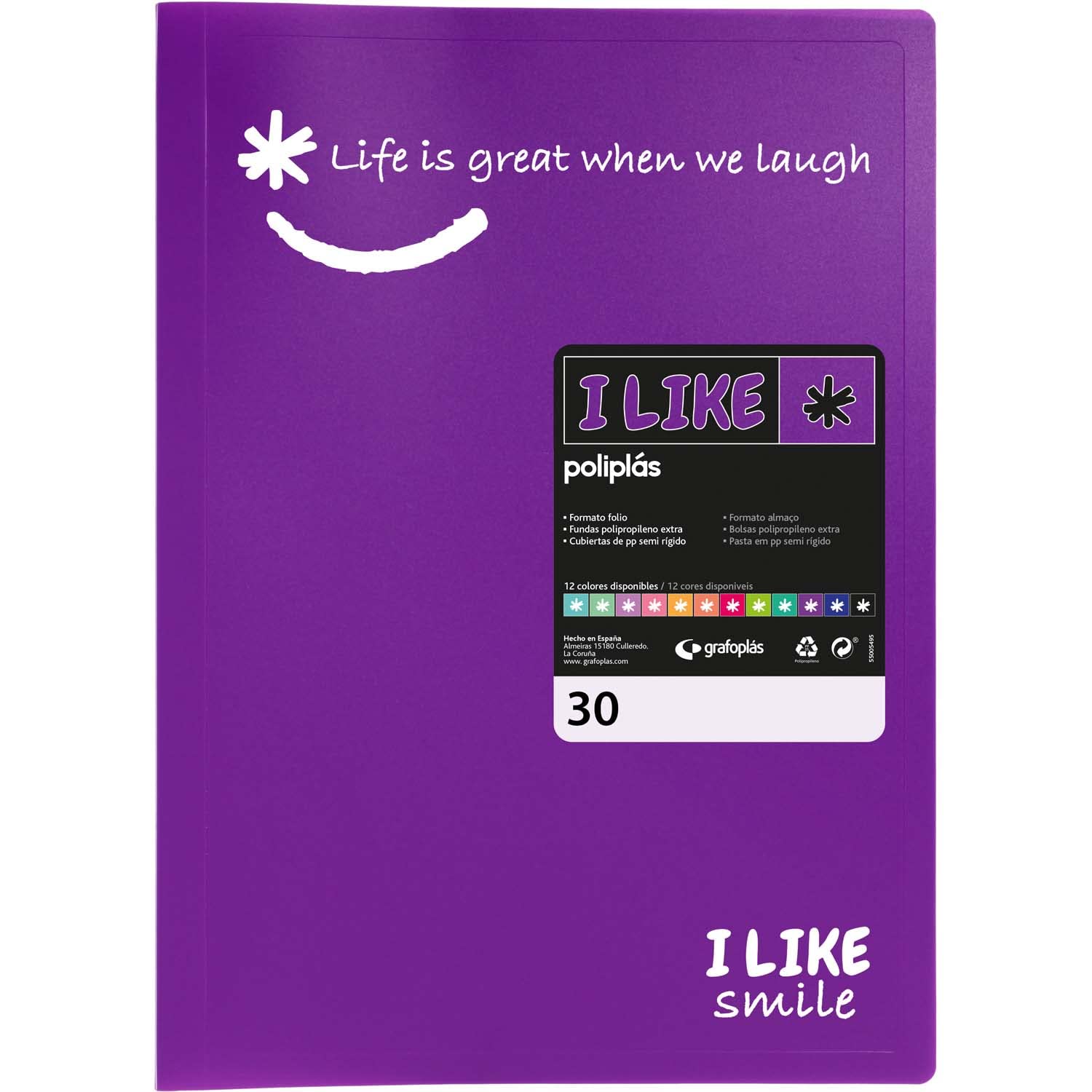 Grafoplás 1470835 Purple Sleeve Folder Film Size 30 Pockets Transparent Polypropylene Like Polypropylene