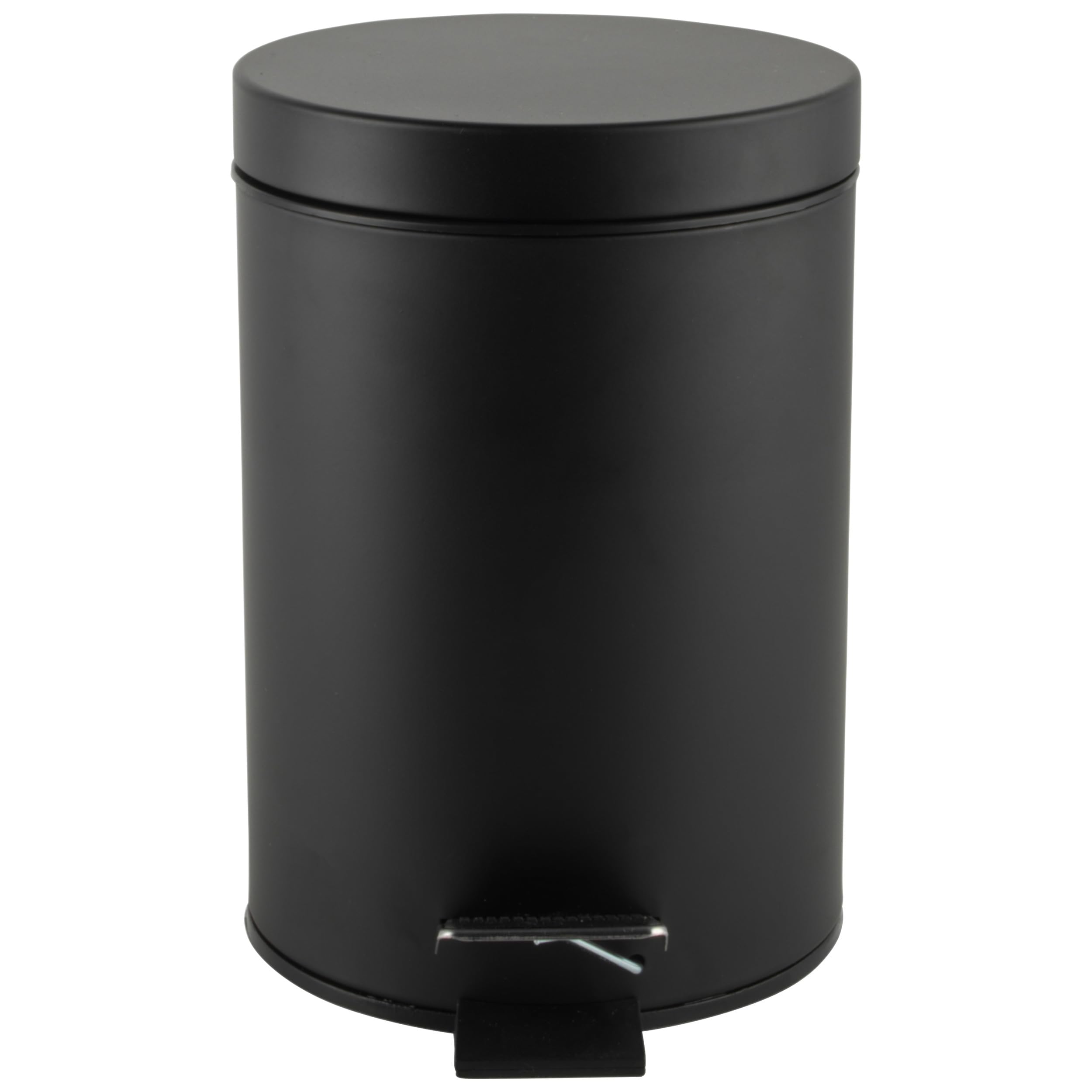 Beldray LA038098BLKFEU7 Bathroom Pedal Bin – Small Round Stainless Steel Sanitary Waste Bin For Bedroom, Office, Kitchen, Toilet, Soft Close Rubbish Bin, Removable 3L Inner Bucket, Carry Handle, Black