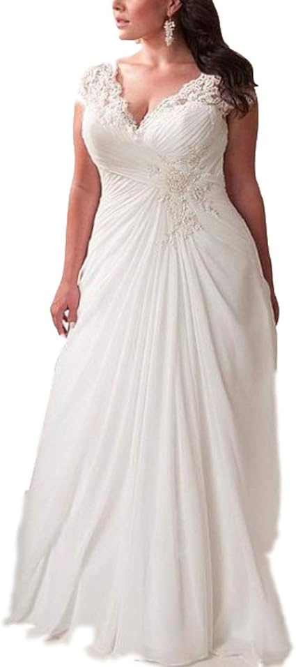 Abito Da Banchetto Di Grandi Dimensioni In Chiffon Sfacciato Con Scollo A V Da Sposa Per Sposa L F Bianca 3xl Amazon It Fai Da Te