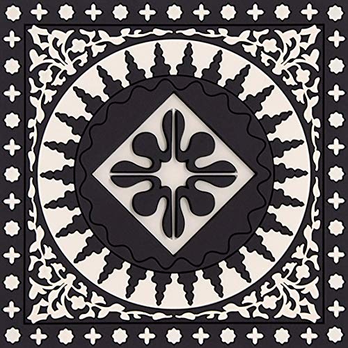 Images D'Orient Set of 6 Coasters, Made of Silicone, Kaokab Pattern in black and white, Oriental Style, 9 x 9 cm