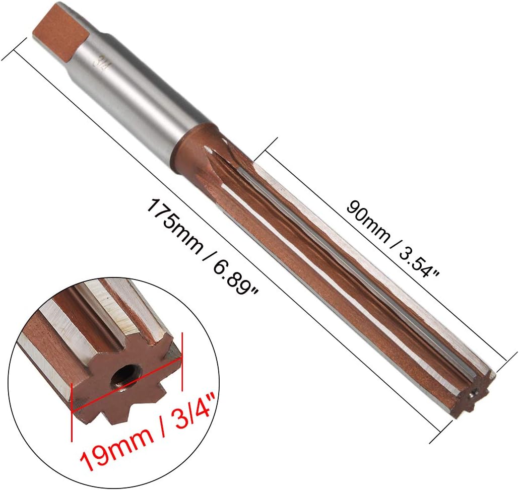 sourcing map Hand Reamer 3/4" High Speed Steel H7 8 Straight Flutes Hand Milling Cutter Tool - Image 3