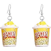 Resin Drop Handmade Eardrop Cute Funny Emulational Charm Food Cartoon Snacks Popcorn Earring Strawberry Fruits